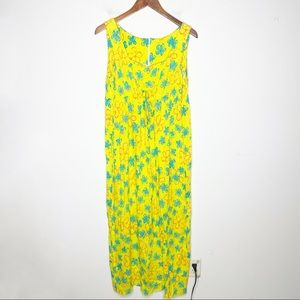 Vintage 90's Big Hed Designs Yellow Floral sleeveless Maxi Dress Size Large